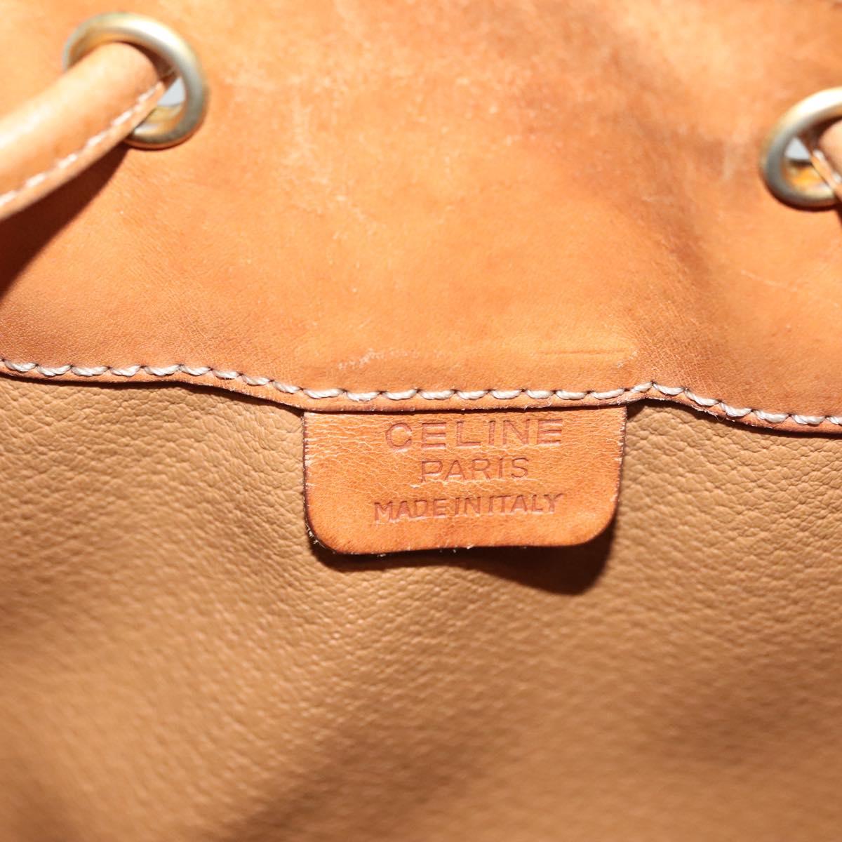 CELINE Macadam Canvas Shoulder Bag PVC Leather Brown Gold Auth 141340