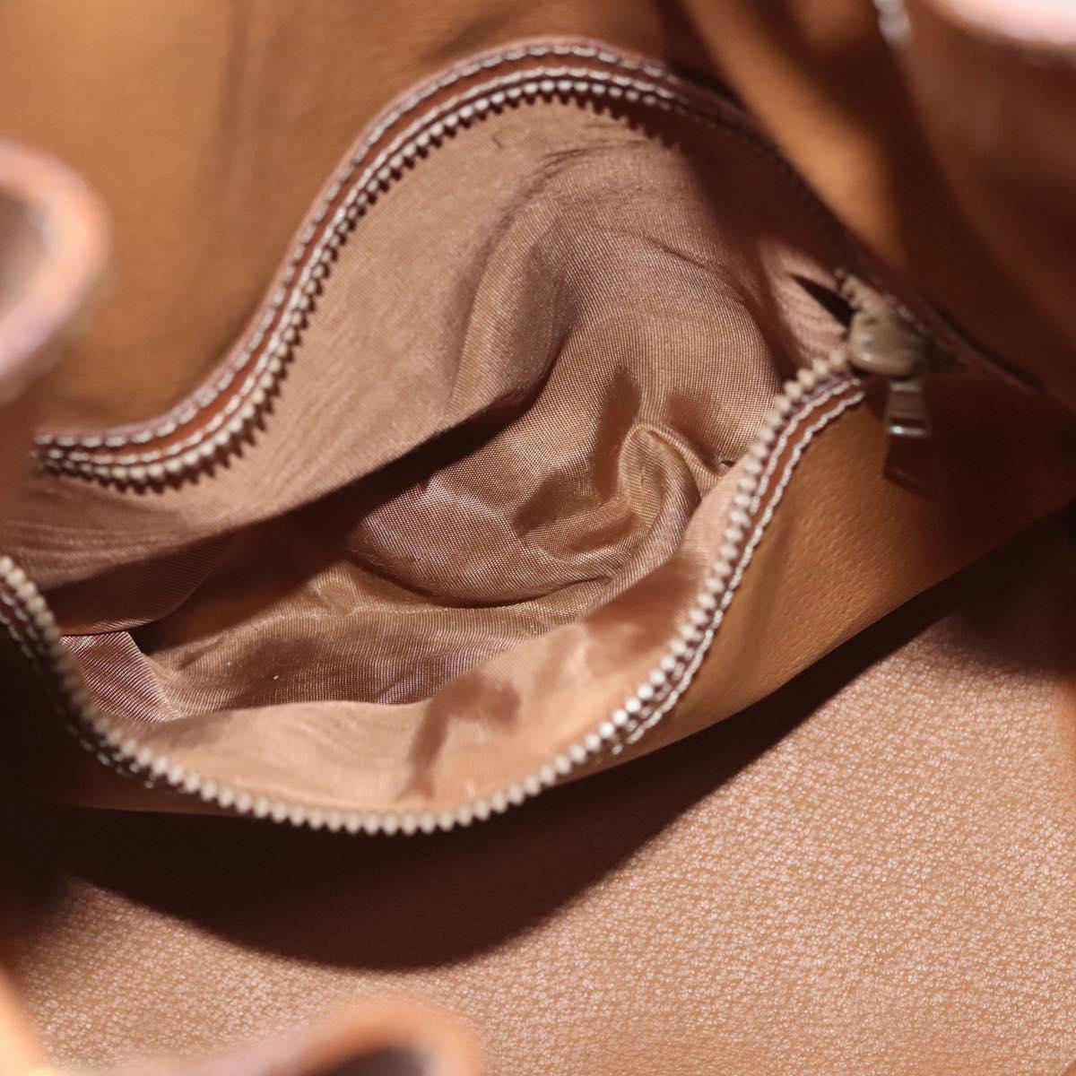 CELINE Macadam Canvas Shoulder Bag PVC Leather Brown Gold Auth 141340