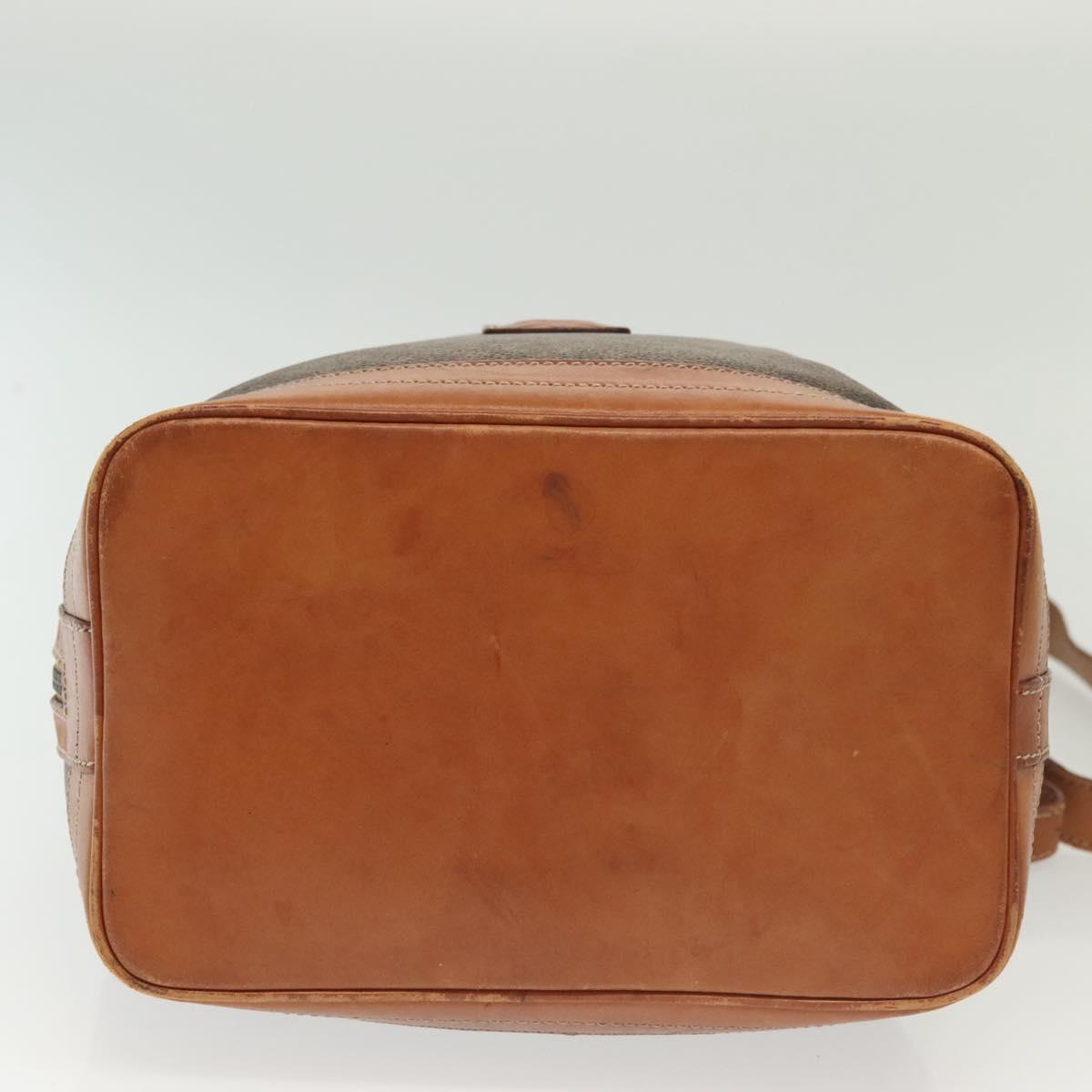CELINE Macadam Canvas Shoulder Bag PVC Leather Brown Gold Auth 141340