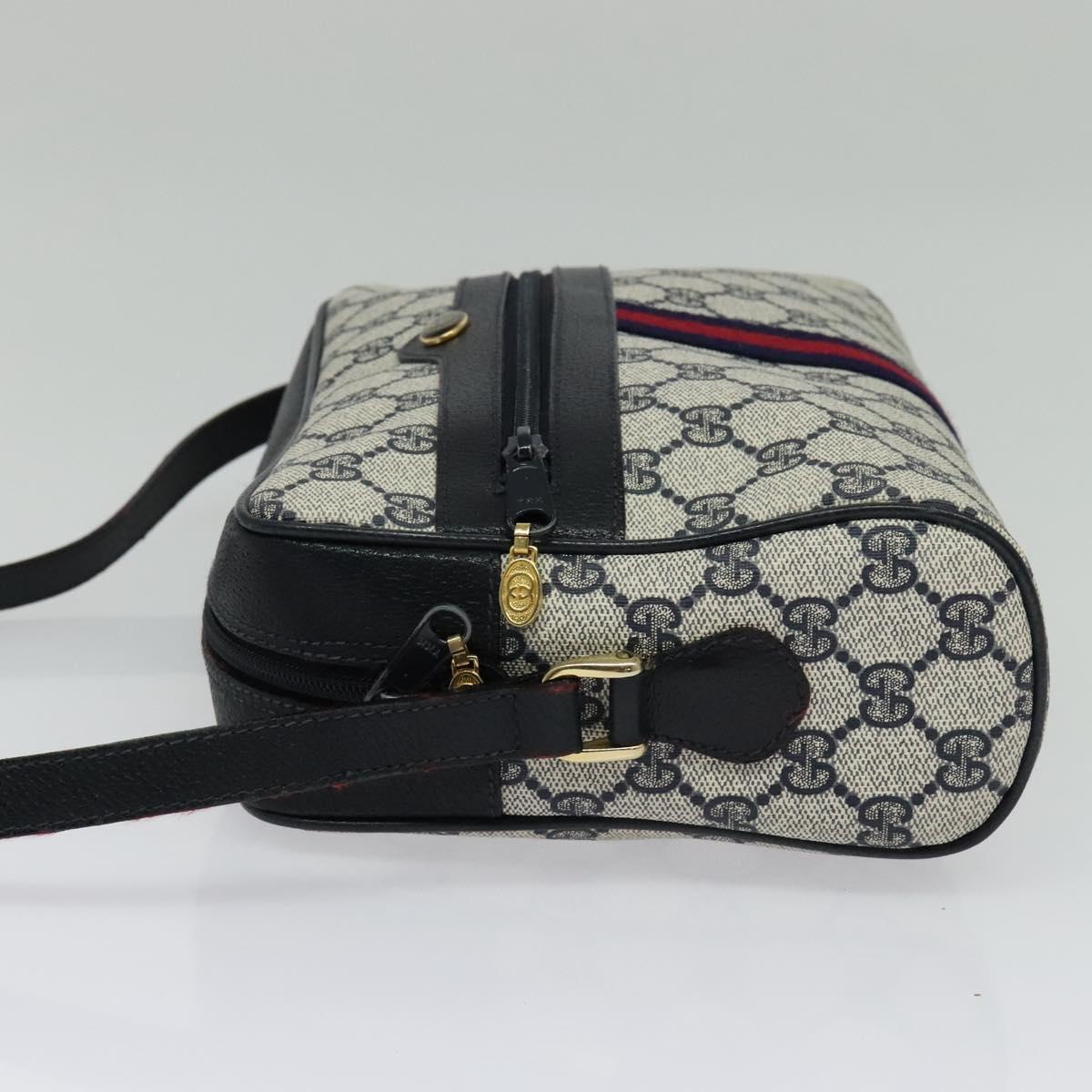 GUCCI GG Supreme Sherry Line Shoulder Bag PVC Navy Gold 001 4071 5 Auth 141349