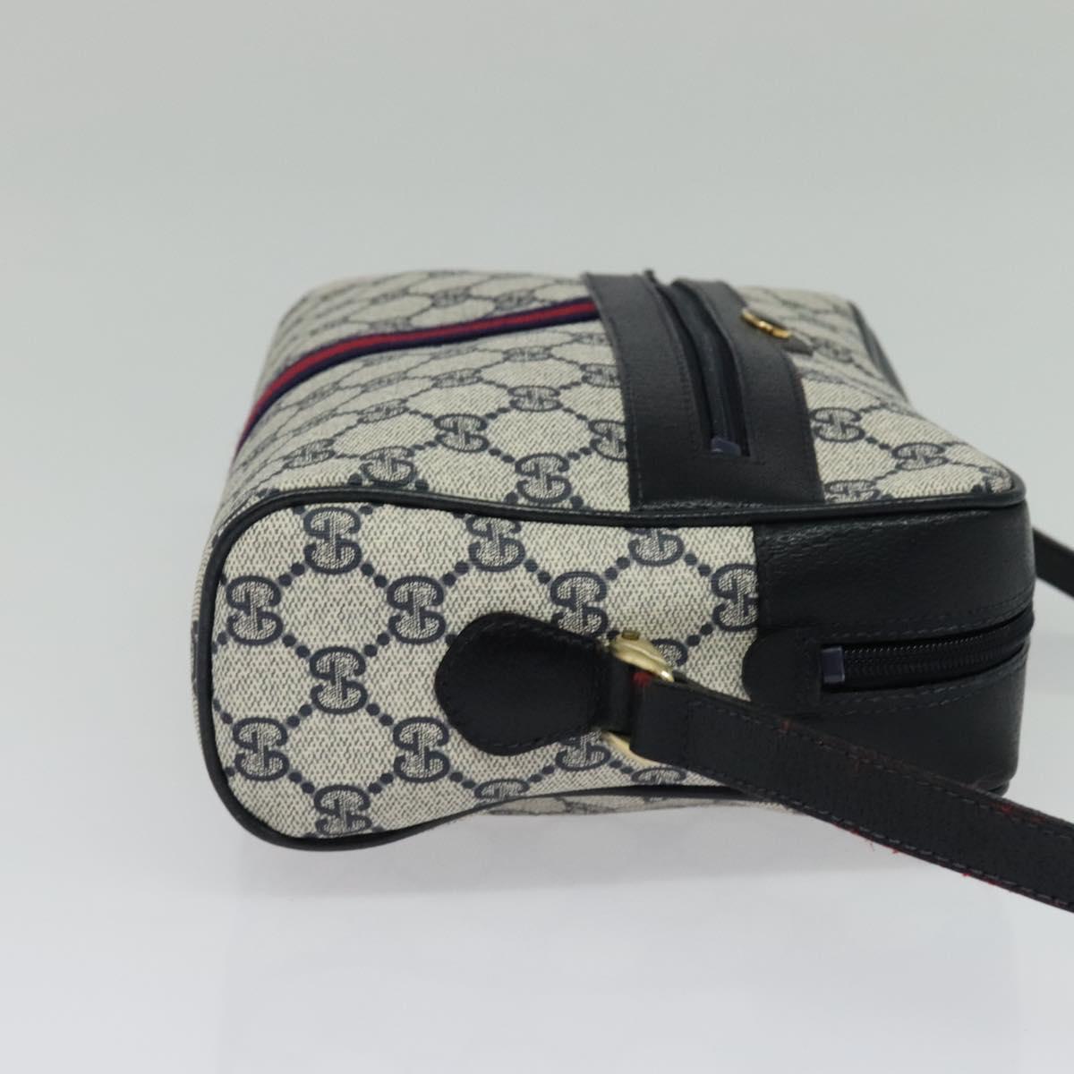 GUCCI GG Supreme Sherry Line Shoulder Bag PVC Navy Gold 001 4071 5 Auth 141349