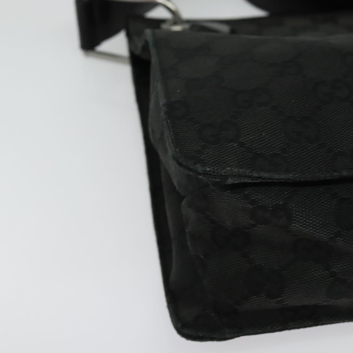 GUCCI GG Canvas Shoulder Bag Black Silver 120841 Auth 141350