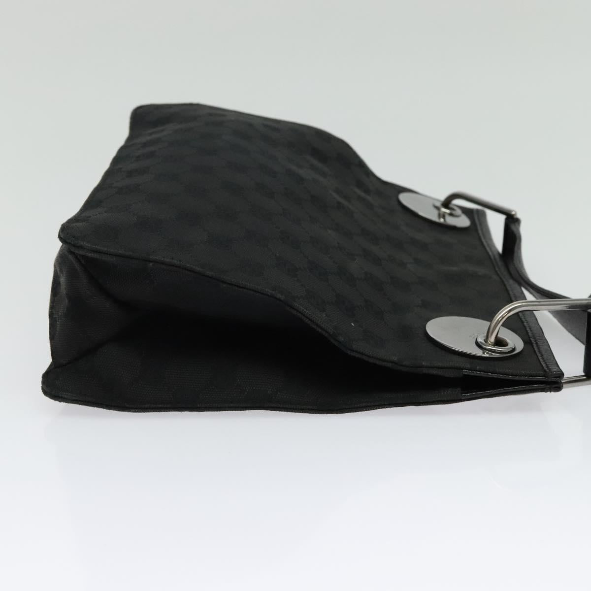 GUCCI GG Canvas Shoulder Bag Black Silver 120841 Auth 141350