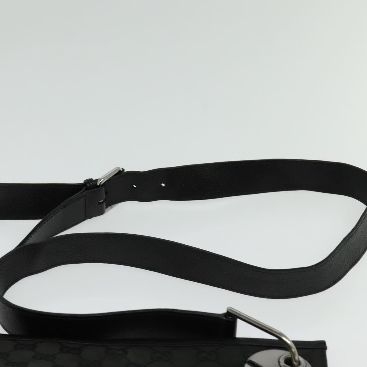 GUCCI GG Canvas Shoulder Bag Black Silver 120841 Auth 141350
