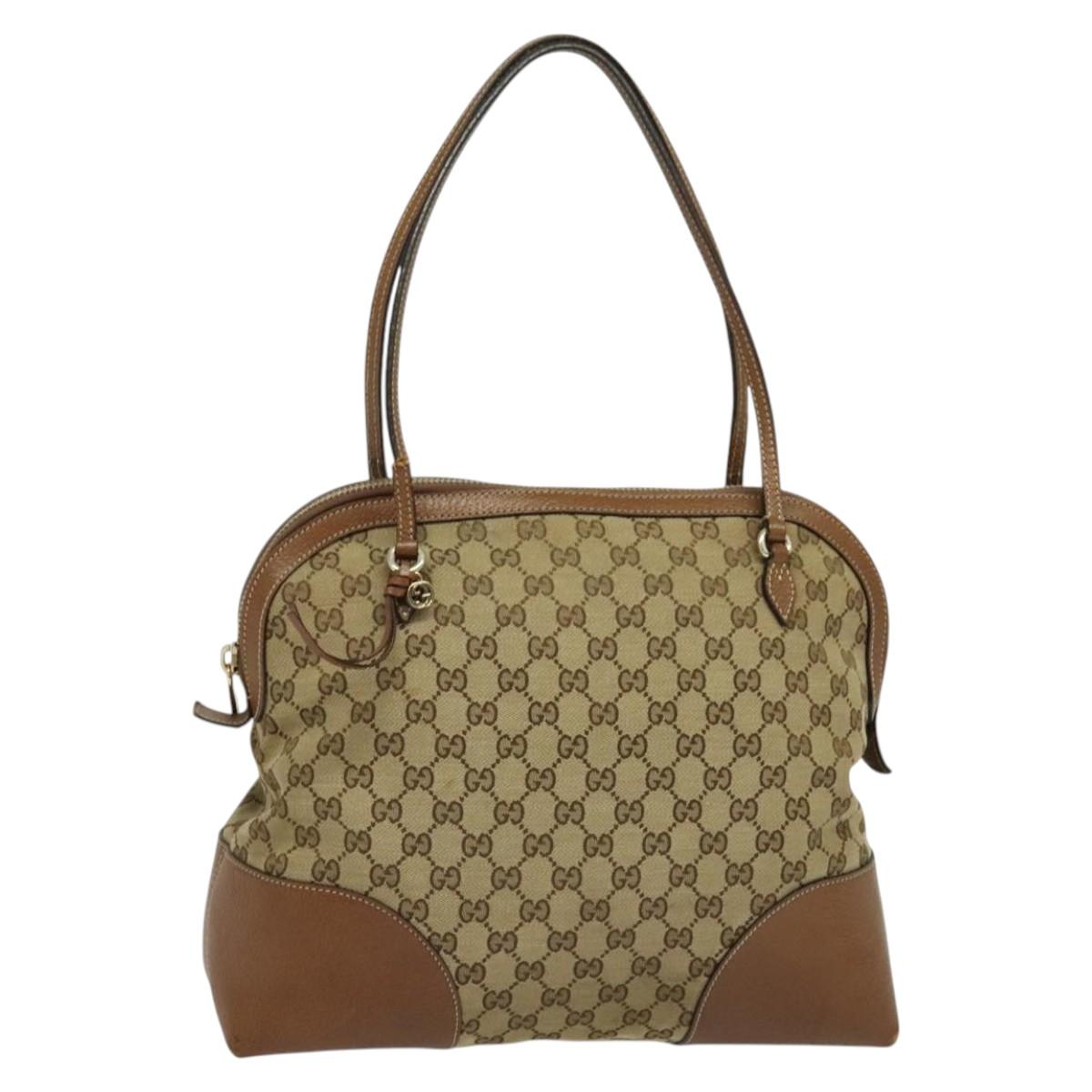 GUCCI GG Canvas Shoulder Bag Beige Gold 323673 Auth 141351