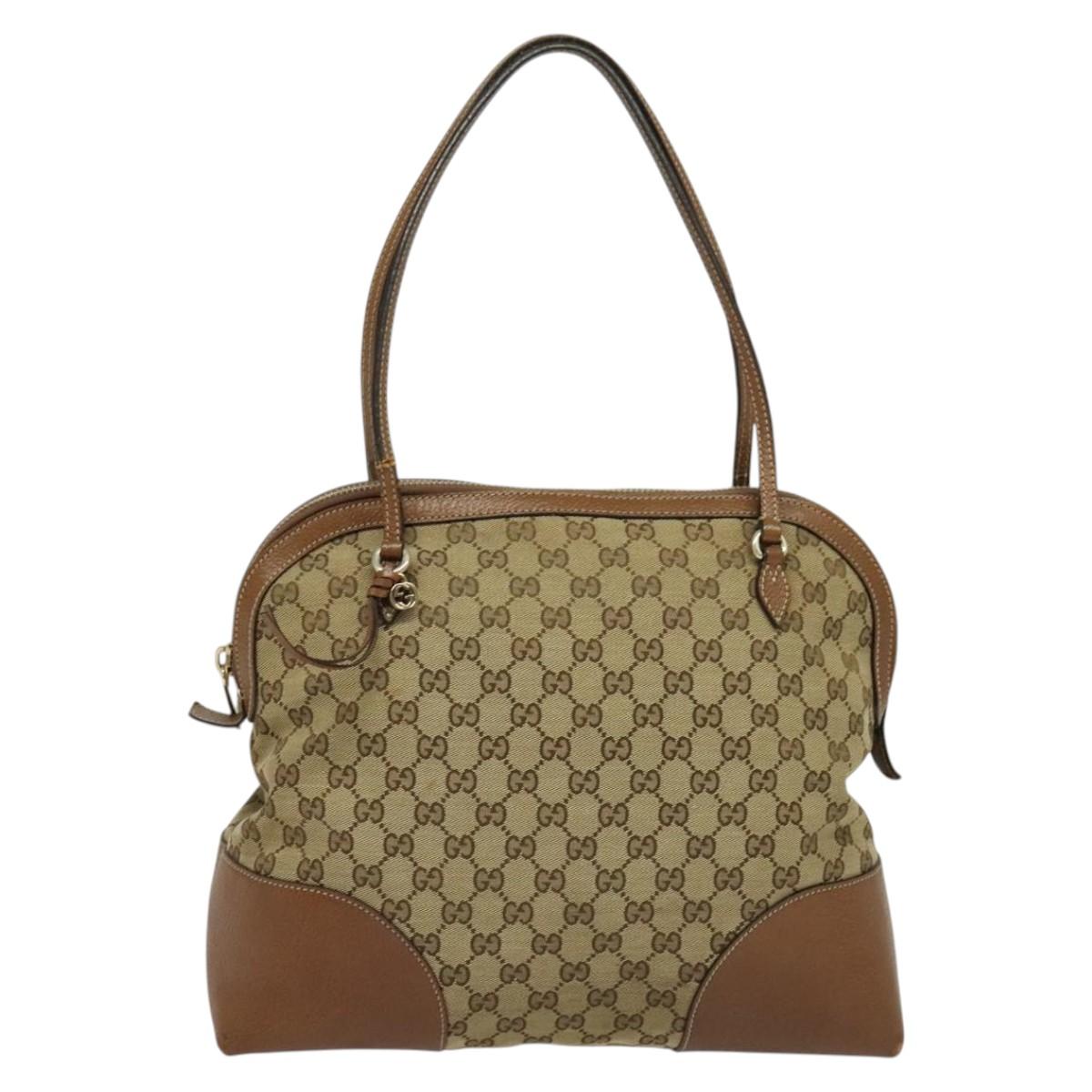 GUCCI GG Canvas Shoulder Bag Beige Gold 323673 Auth 141351