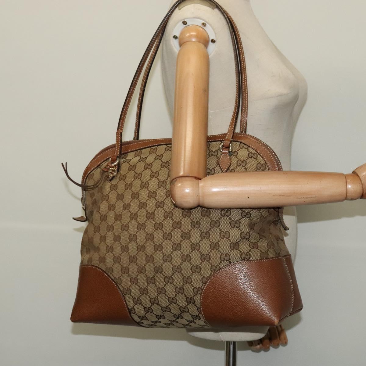 GUCCI GG Canvas Shoulder Bag Beige Gold 323673 Auth 141351