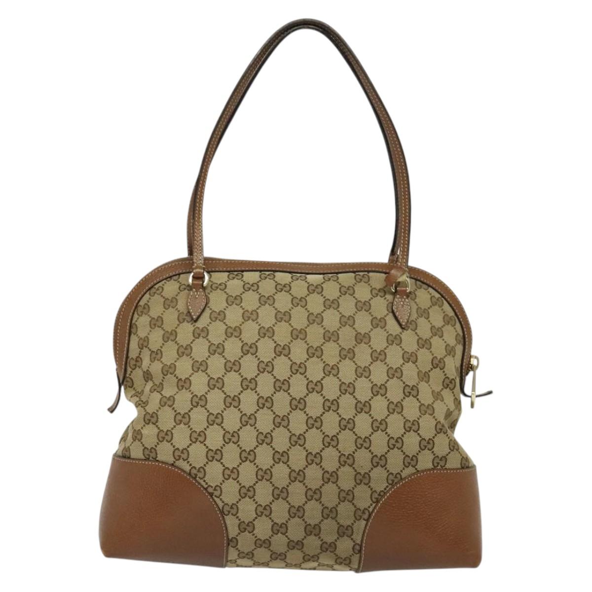 GUCCI GG Canvas Shoulder Bag Beige Gold 323673 Auth 141351
