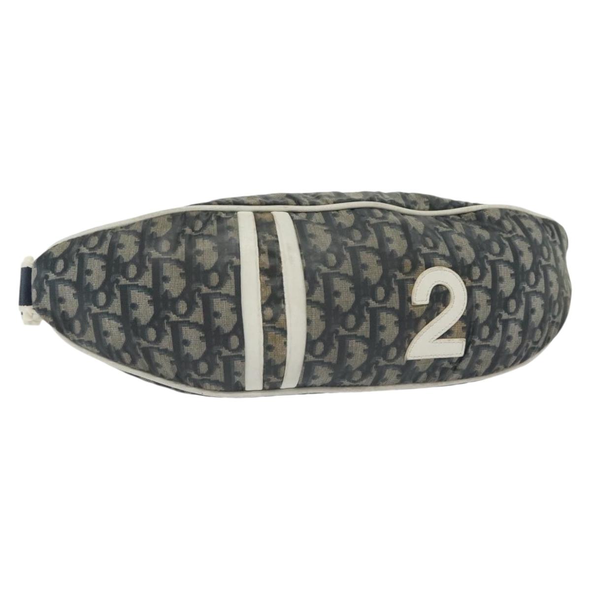 Christian Dior Trotter Canvas Waist bag Nylon Navy Silver Auth 141356A