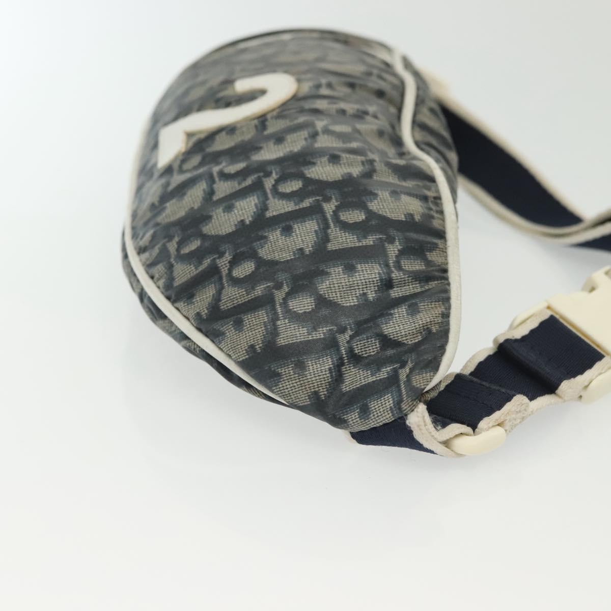 Christian Dior Trotter Canvas Waist bag Nylon Navy Silver Auth 141356A