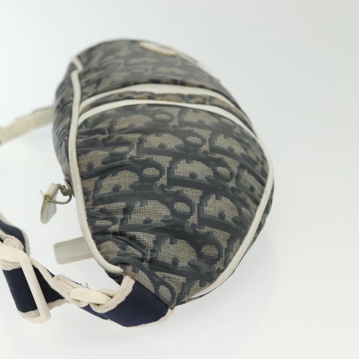 Christian Dior Trotter Canvas Waist bag Nylon Navy Silver Auth 141356A