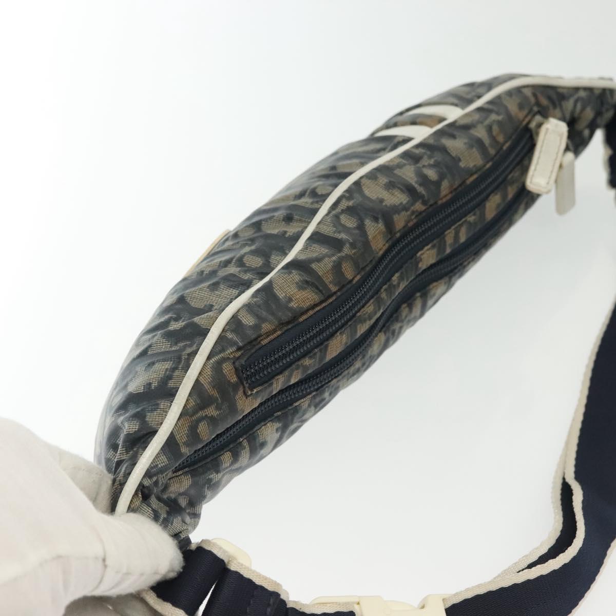 Christian Dior Trotter Canvas Waist bag Nylon Navy Silver Auth 141356A