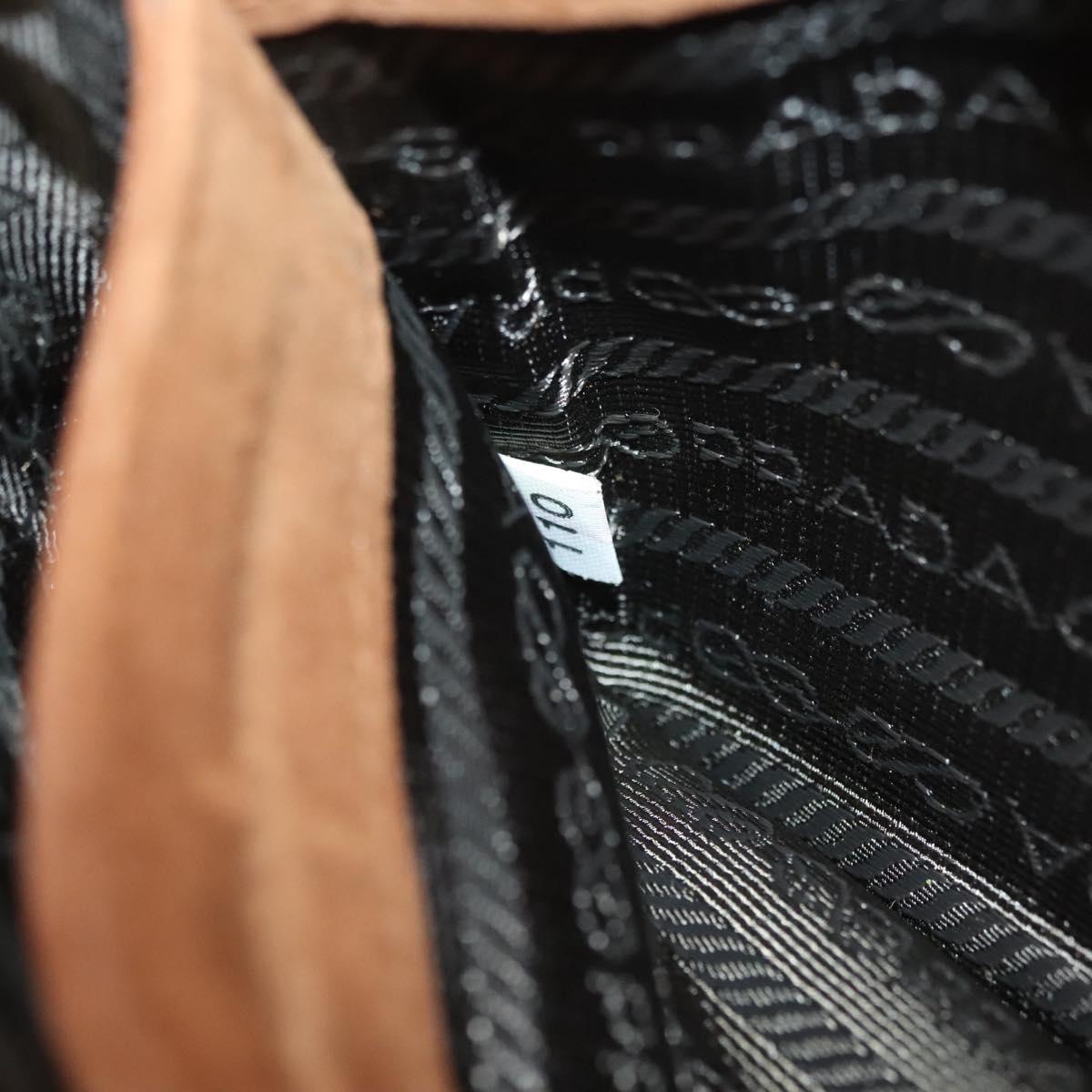 PRADA Chain Kaye Shoulder Bag Velor Beige Gold Auth 141360