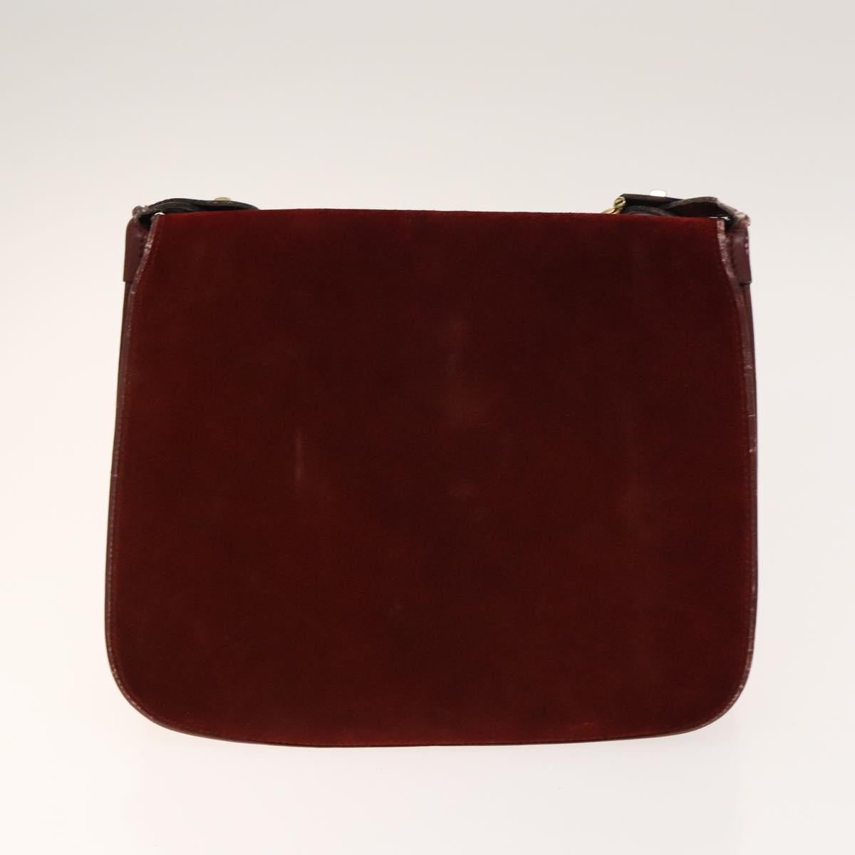 CARTIER Must Line Bag Leather Suede 5Set Bordeaux Auth 141369