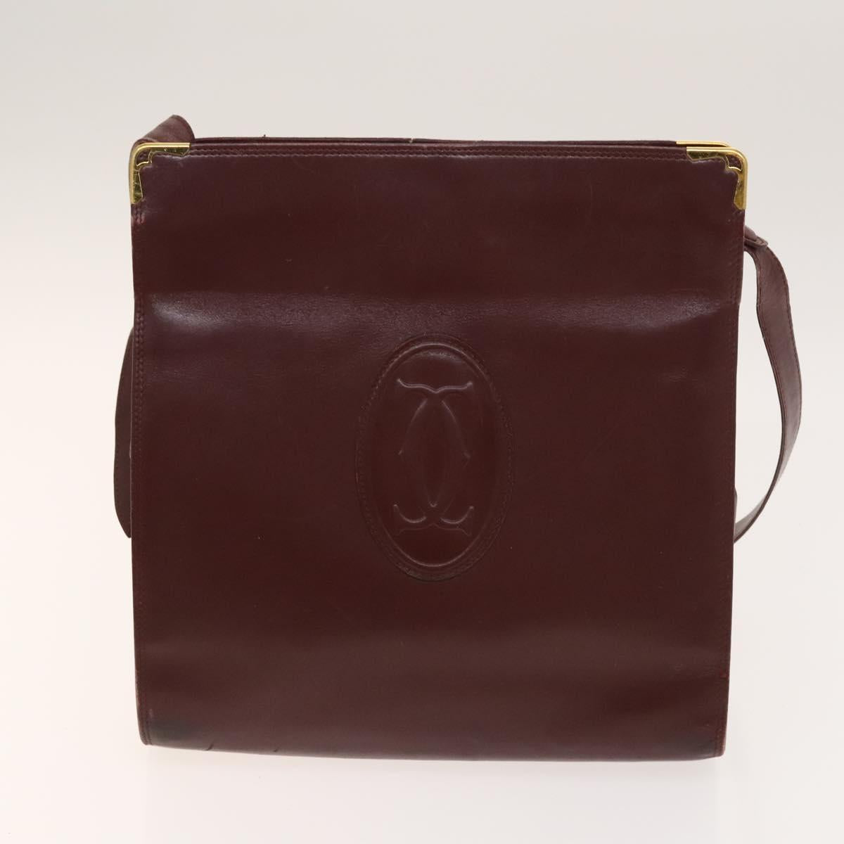 CARTIER Must Line Bag Leather Suede 5Set Bordeaux Auth 141369