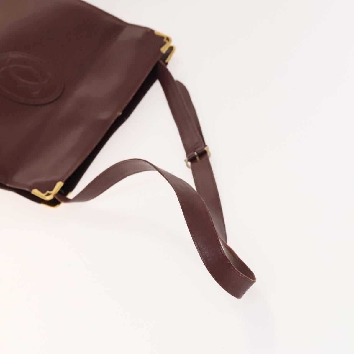 CARTIER Must Line Bag Leather Suede 5Set Bordeaux Auth 141369