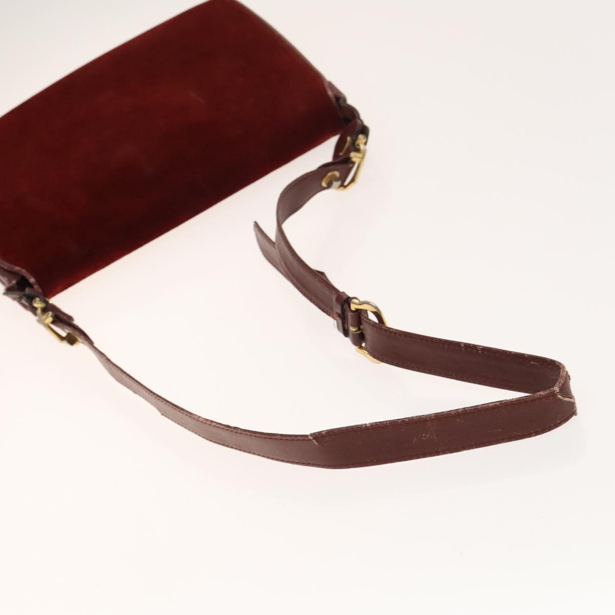 CARTIER Must Line Bag Leather Suede 5Set Bordeaux Auth 141369
