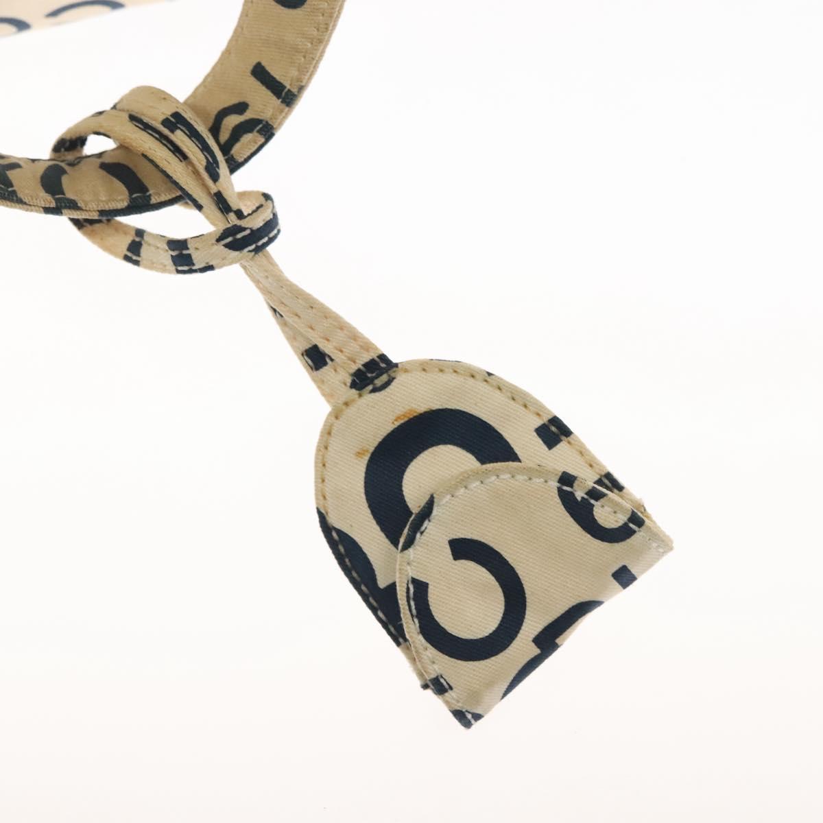 CHANEL Bysy line Tote Bag Canvas White CC Auth 141391