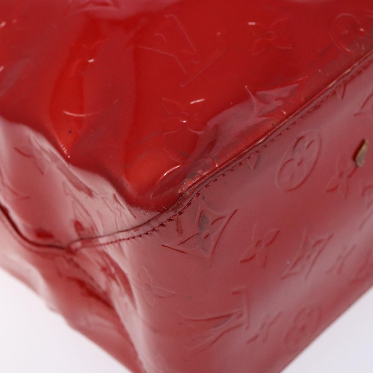 LOUIS VUITTON Monogram Vernis Reade MM Hand Bag Red Rouge M91086 LV Auth 141401