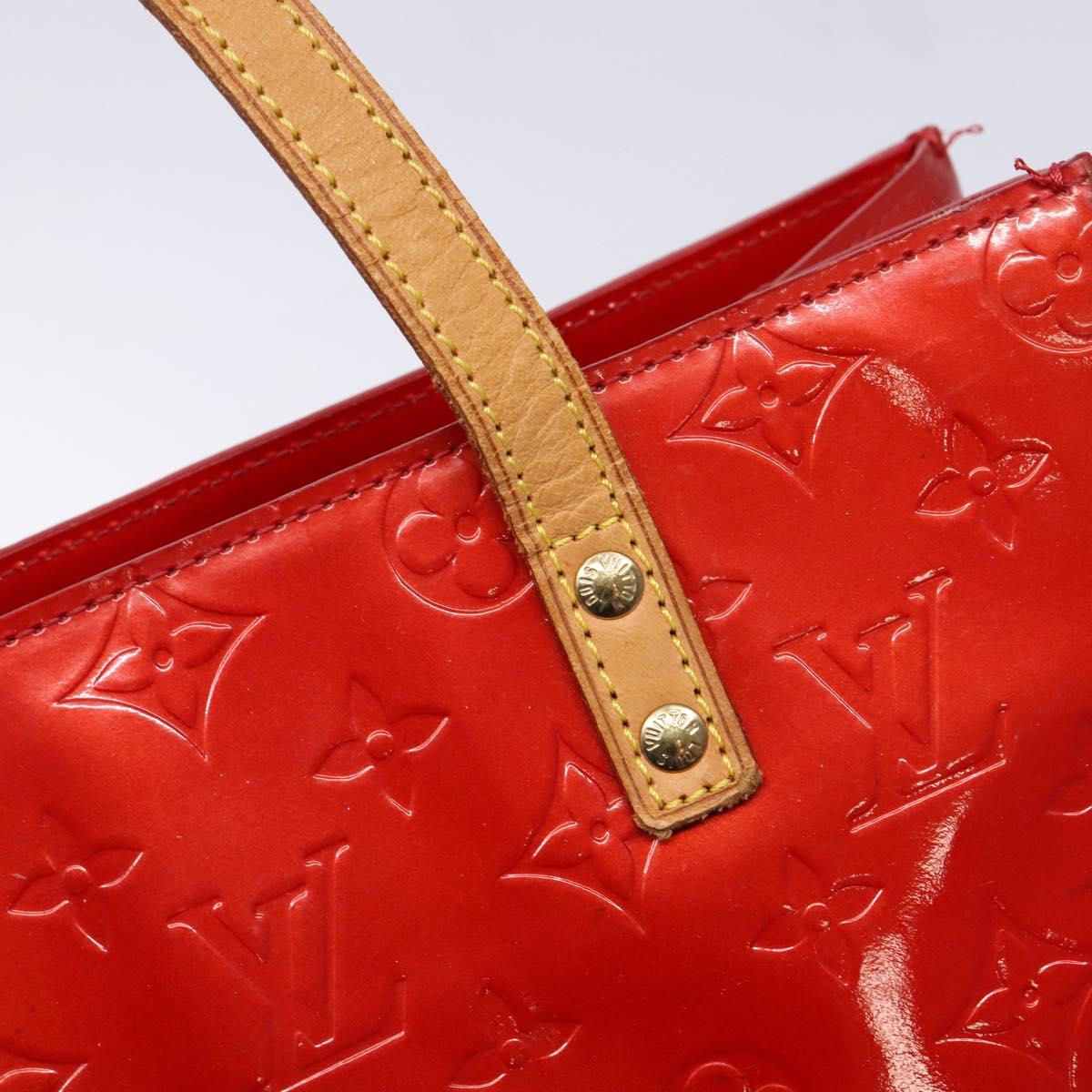 LOUIS VUITTON Monogram Vernis Reade MM Hand Bag Red Rouge M91086 LV Auth 141401