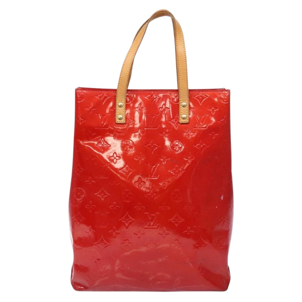 LOUIS VUITTON Monogram Vernis Reade MM Hand Bag Red Rouge M91086 LV Auth 141401