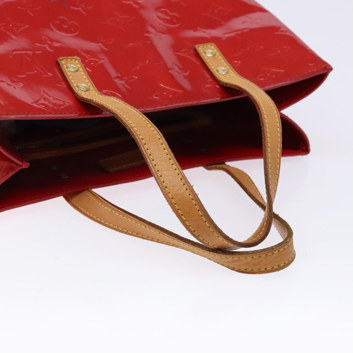 LOUIS VUITTON Monogram Vernis Reade MM Hand Bag Red Rouge M91086 LV Auth 141401