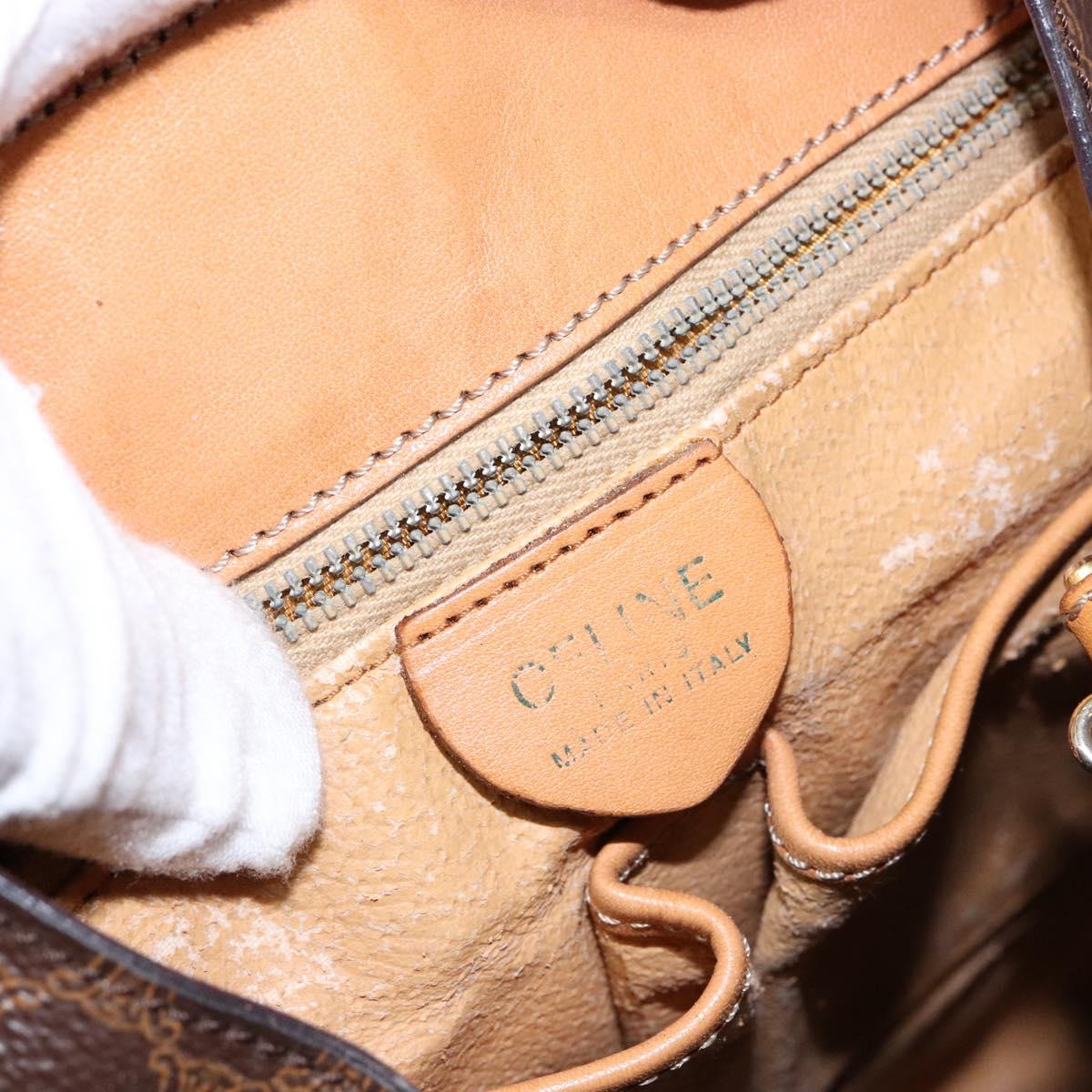 CELINE Macadam Canvas Shoulder Bag PVC Leather Brown Gold Auth 141402