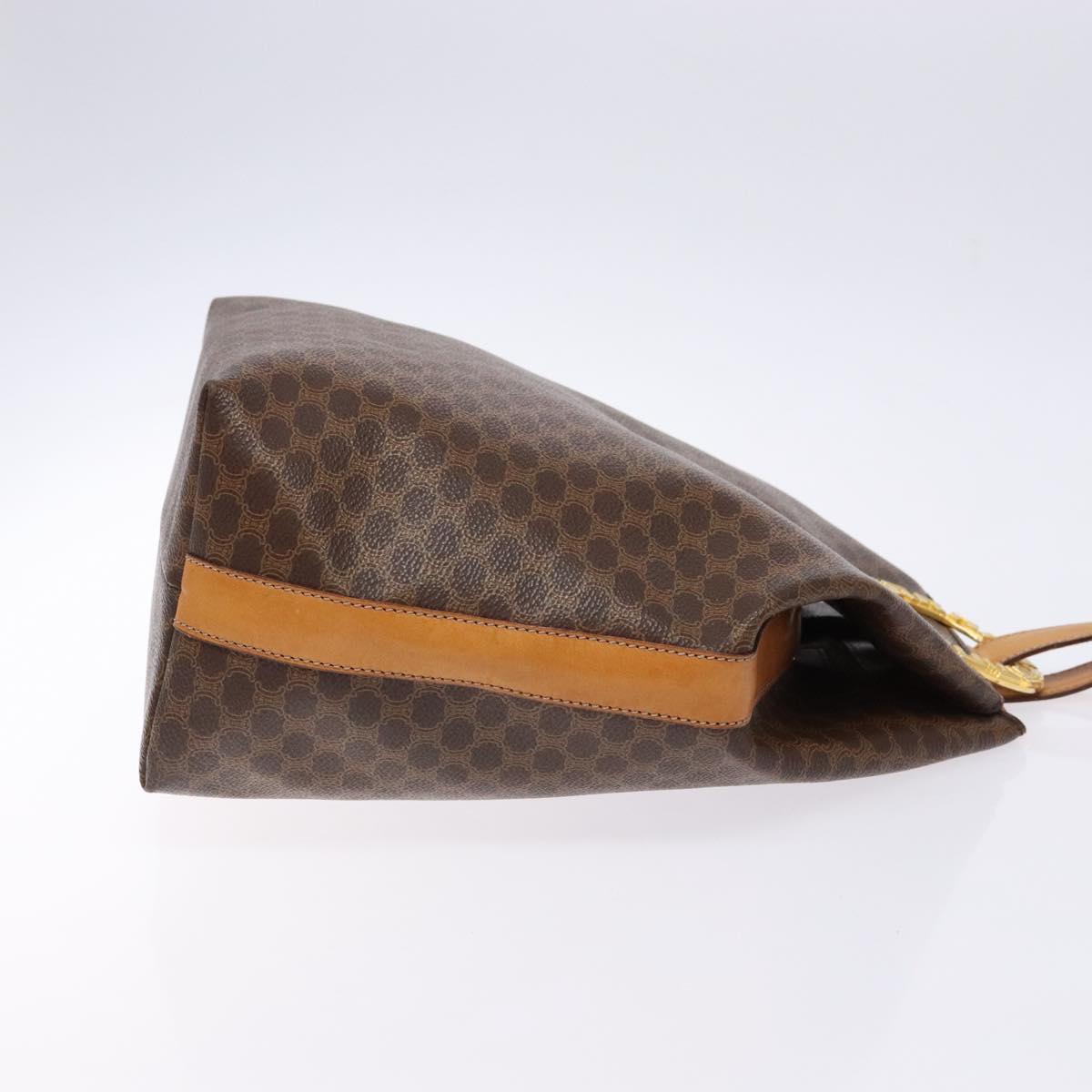 CELINE Macadam Canvas Shoulder Bag PVC Leather Brown Gold Auth 141402