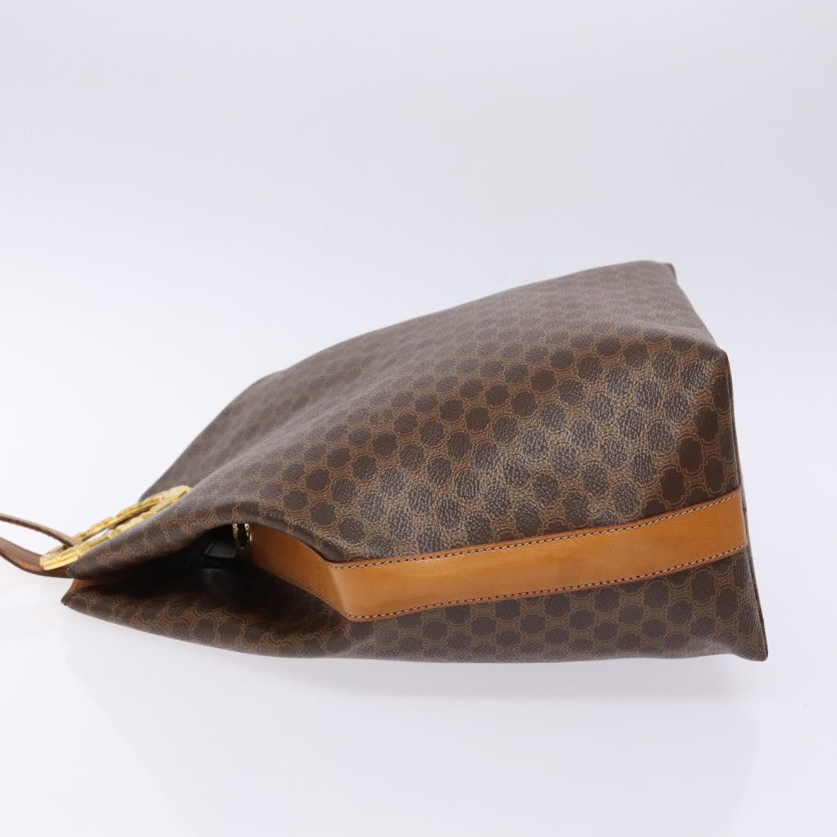 CELINE Macadam Canvas Shoulder Bag PVC Leather Brown Gold Auth 141402