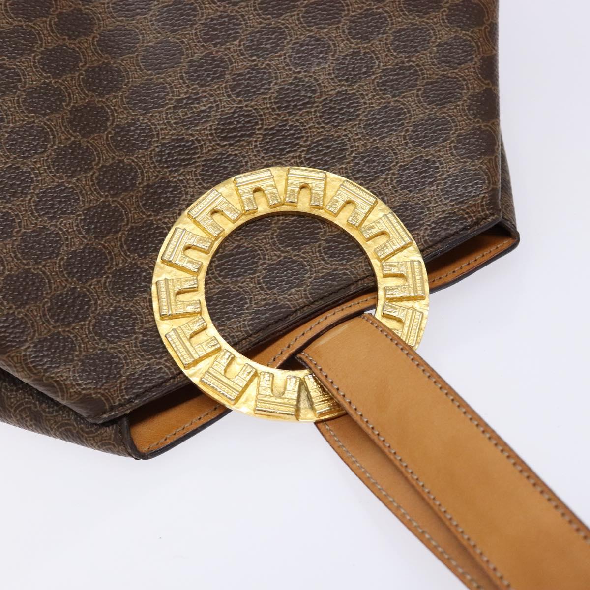 CELINE Macadam Canvas Shoulder Bag PVC Leather Brown Gold Auth 141402