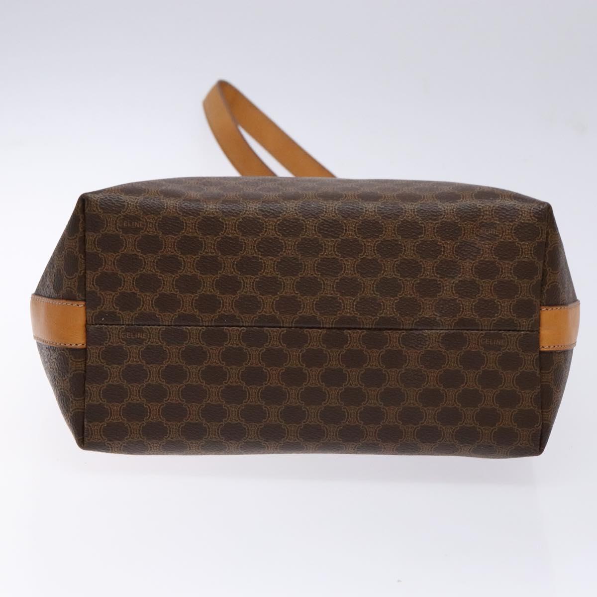 CELINE Macadam Canvas Shoulder Bag PVC Leather Brown Gold Auth 141402