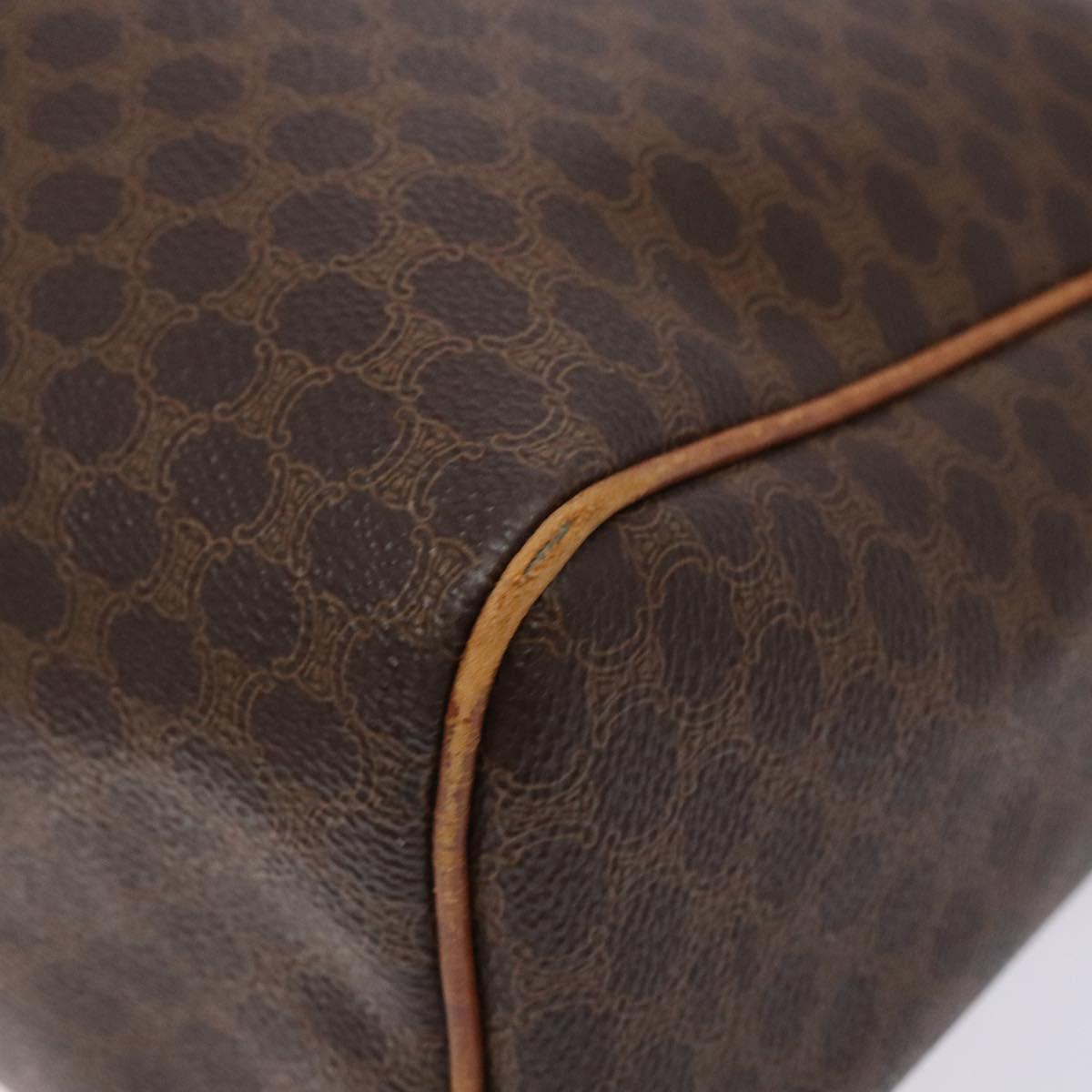 CELINE Macadam Canvas Hand Bag PVC Leather Brown Gold Auth 141403
