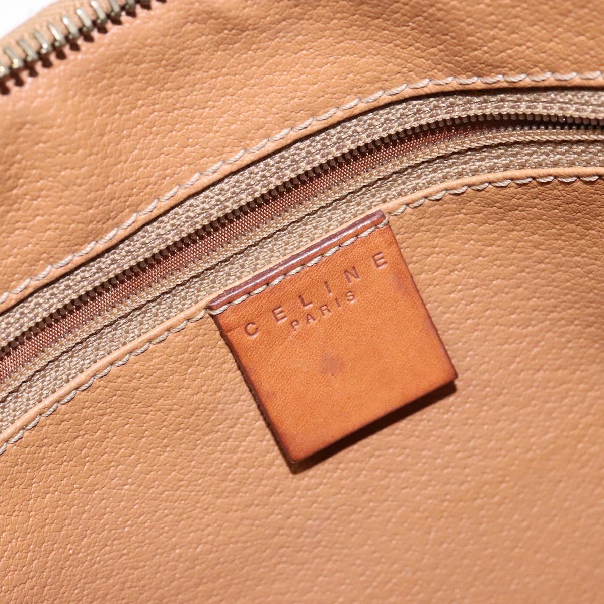 CELINE Macadam Canvas Hand Bag PVC Leather Brown Gold Auth 141403