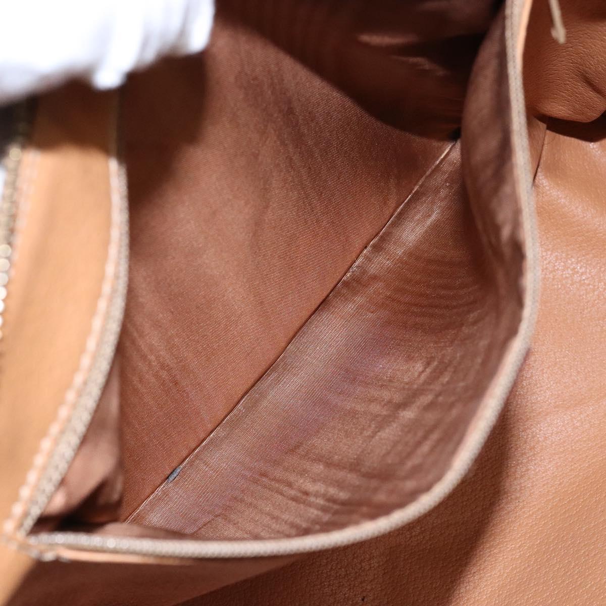 CELINE Macadam Canvas Hand Bag PVC Leather Brown Gold Auth 141403
