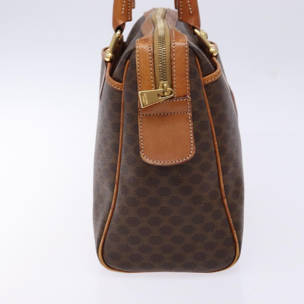 CELINE Macadam Canvas Hand Bag PVC Leather Brown Gold Auth 141403