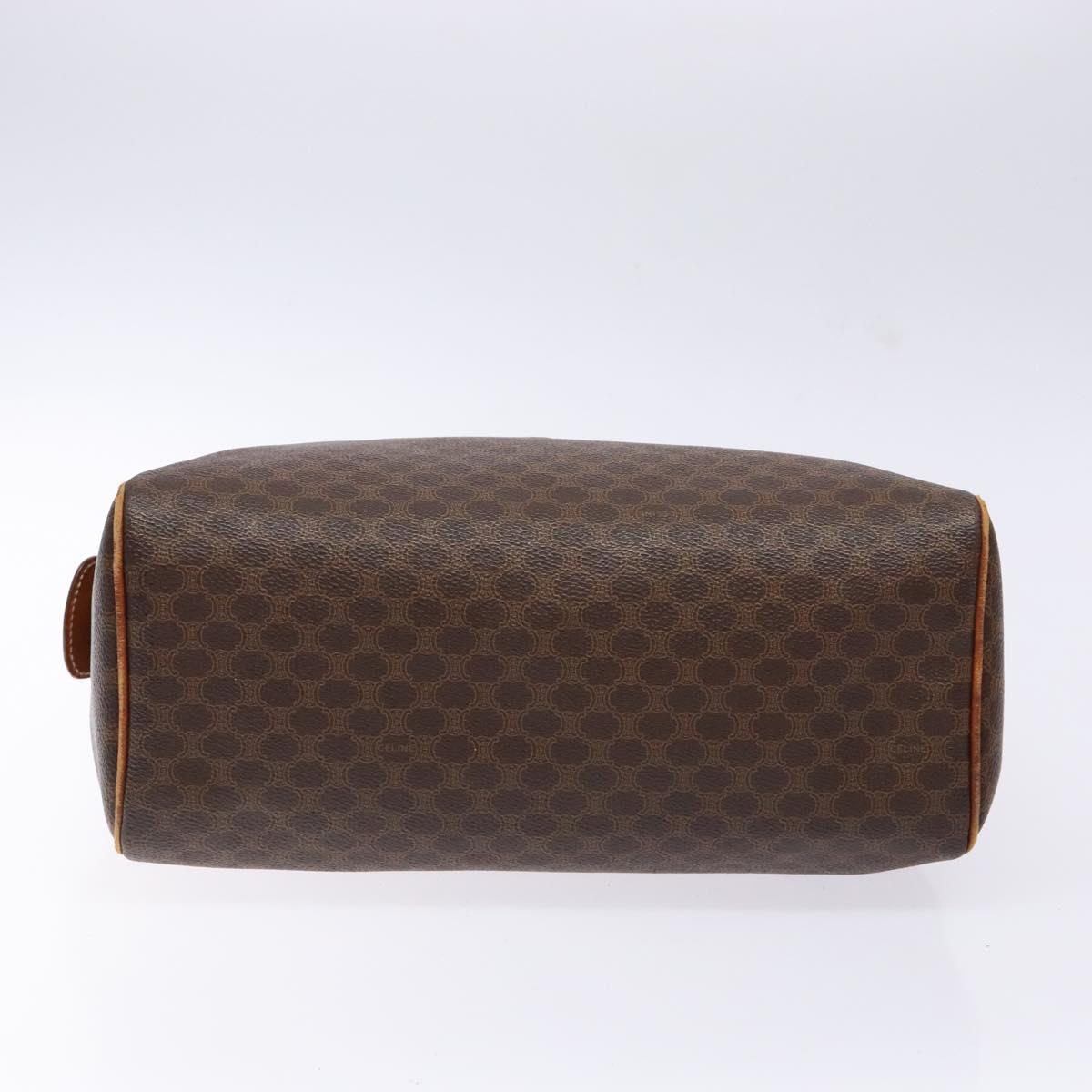 CELINE Macadam Canvas Hand Bag PVC Leather Brown Gold Auth 141403
