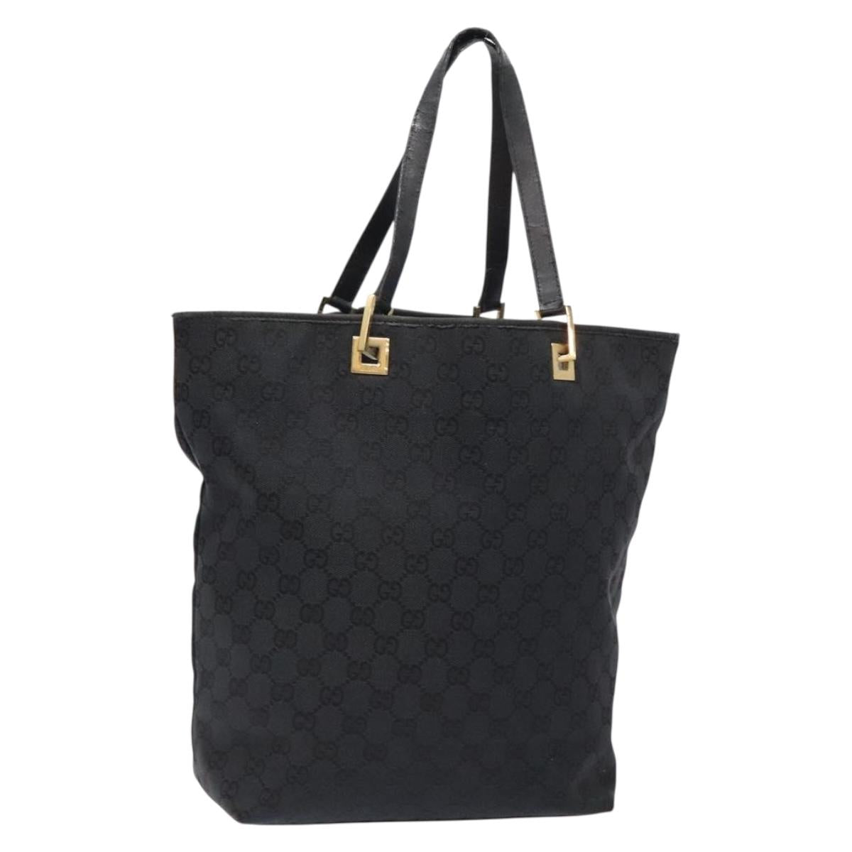 GUCCI GG Canvas Tote Bag Black Gold 002 1098 3444 Auth 141404