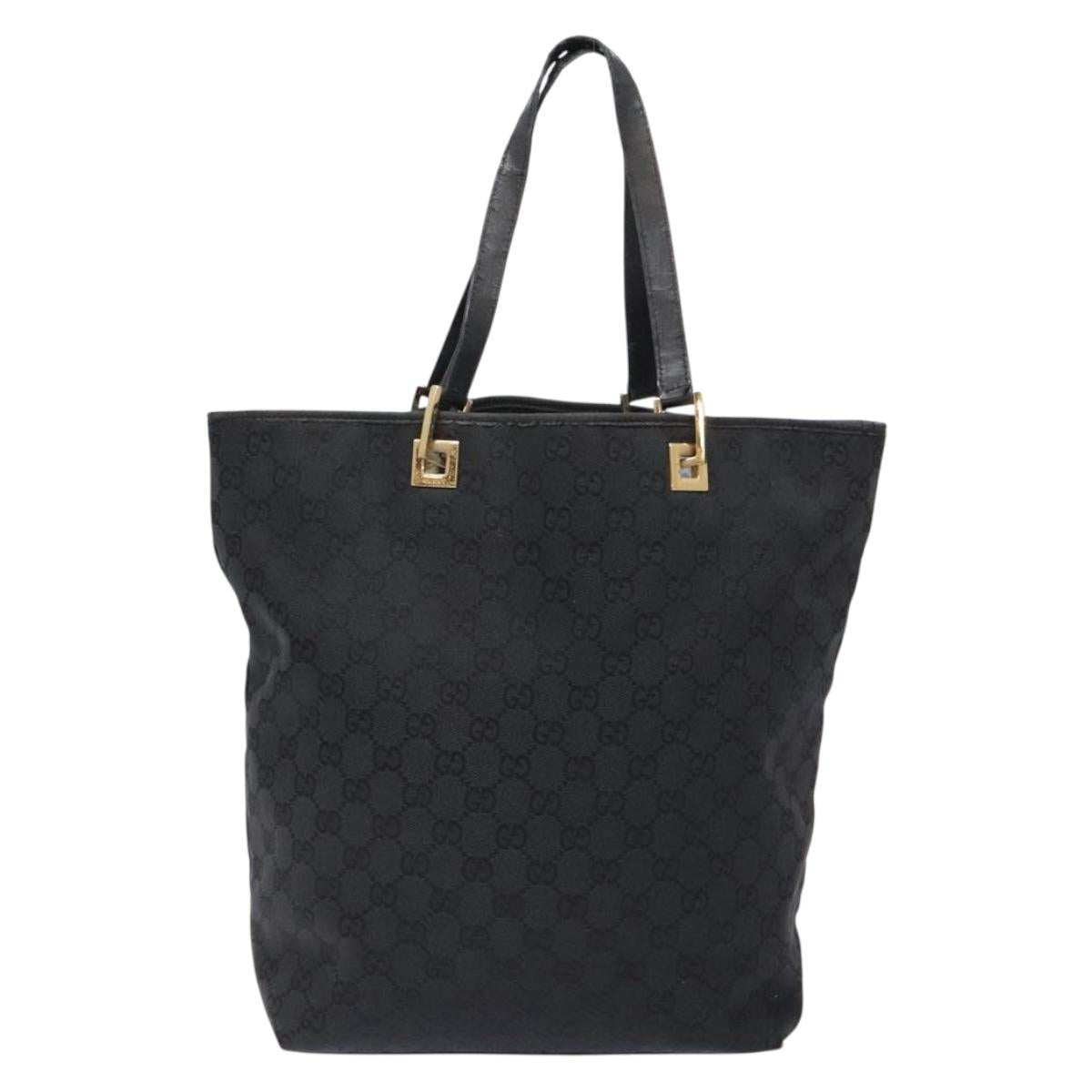 GUCCI GG Canvas Tote Bag Black Gold 002 1098 3444 Auth 141404