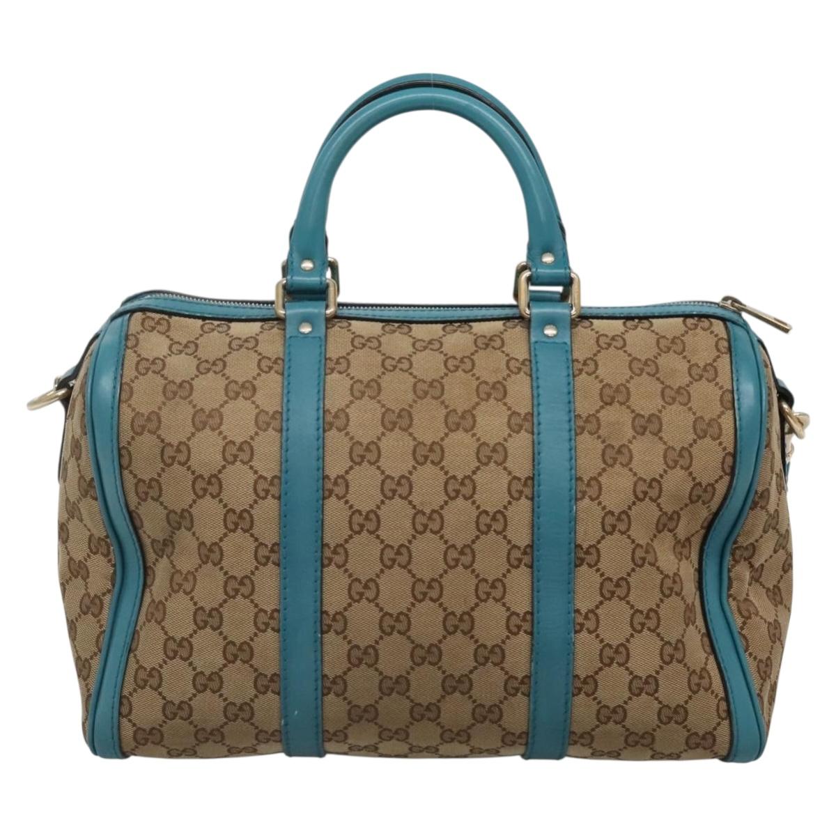 GUCCI GG Canvas Boston Bag 2way Gold Beige 247205 Auth 141405