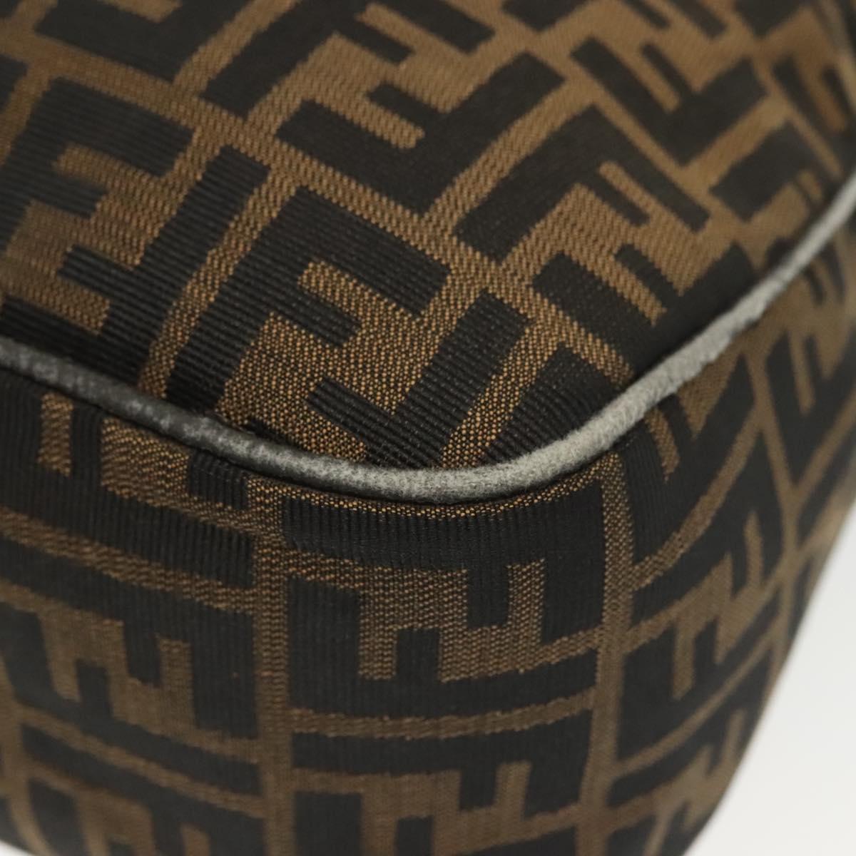 FENDI Zucca Canvas Shoulder Bag Black Brown gold Auth 141407