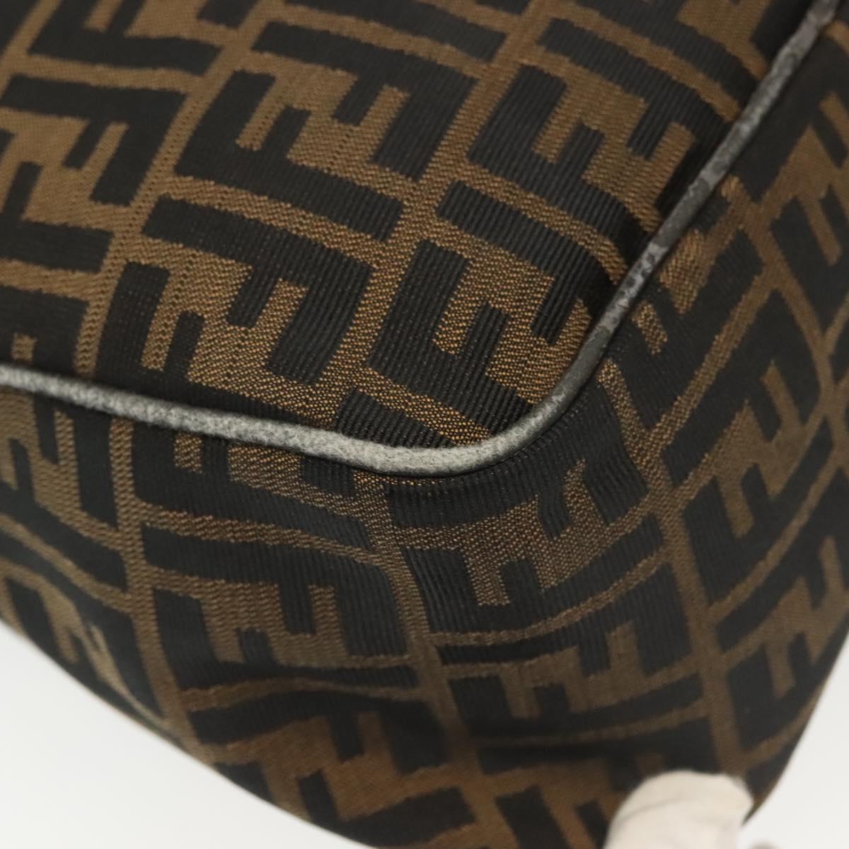 FENDI Zucca Canvas Shoulder Bag Black Brown gold Auth 141407