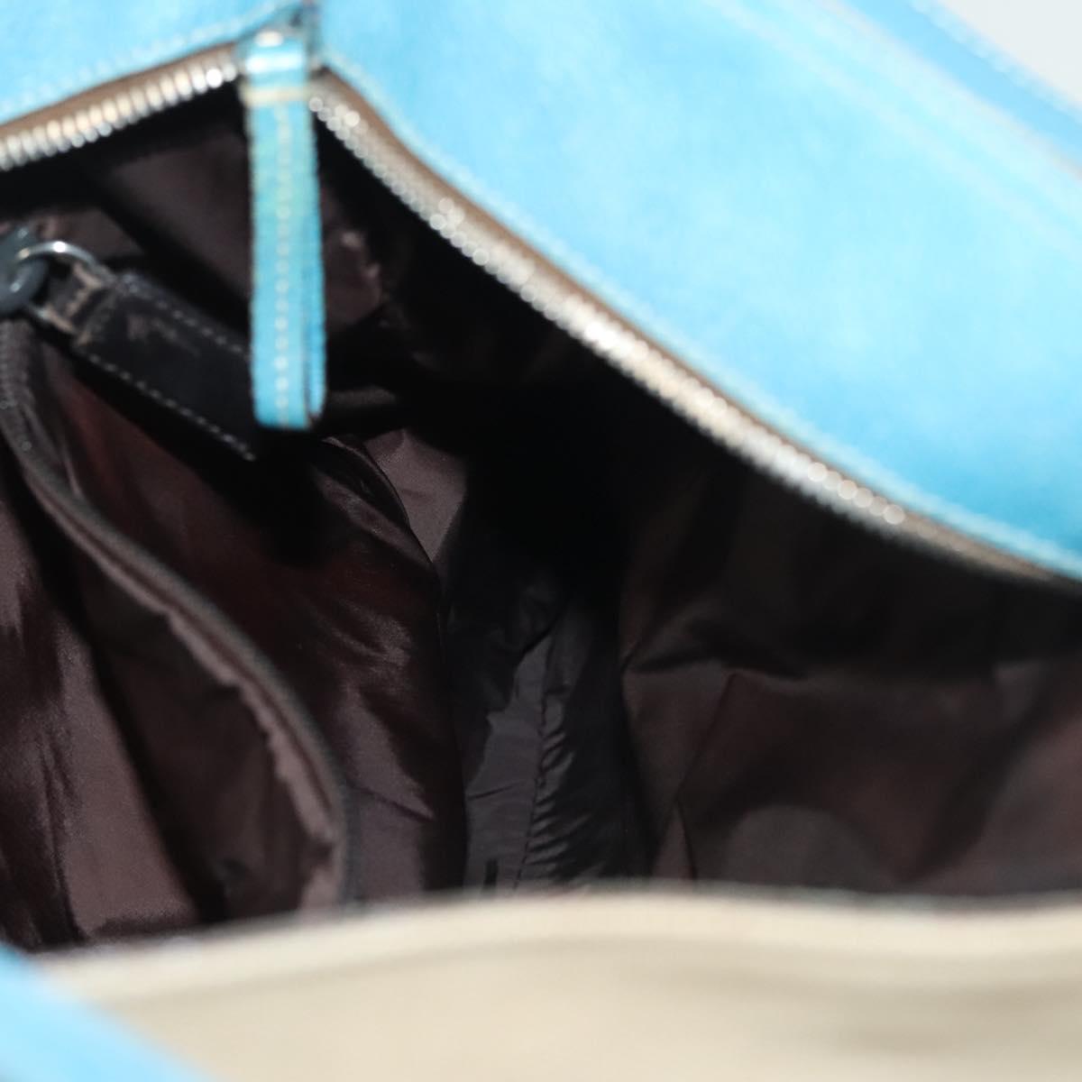 PRADA Shoulder Bag Canvas Beige Silver Auth 141428