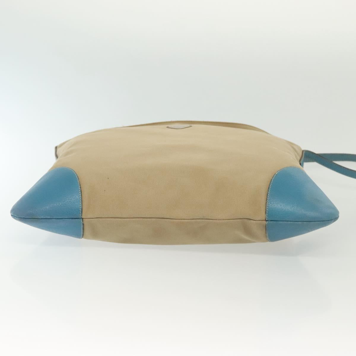 PRADA Shoulder Bag Canvas Beige Silver Auth 141428