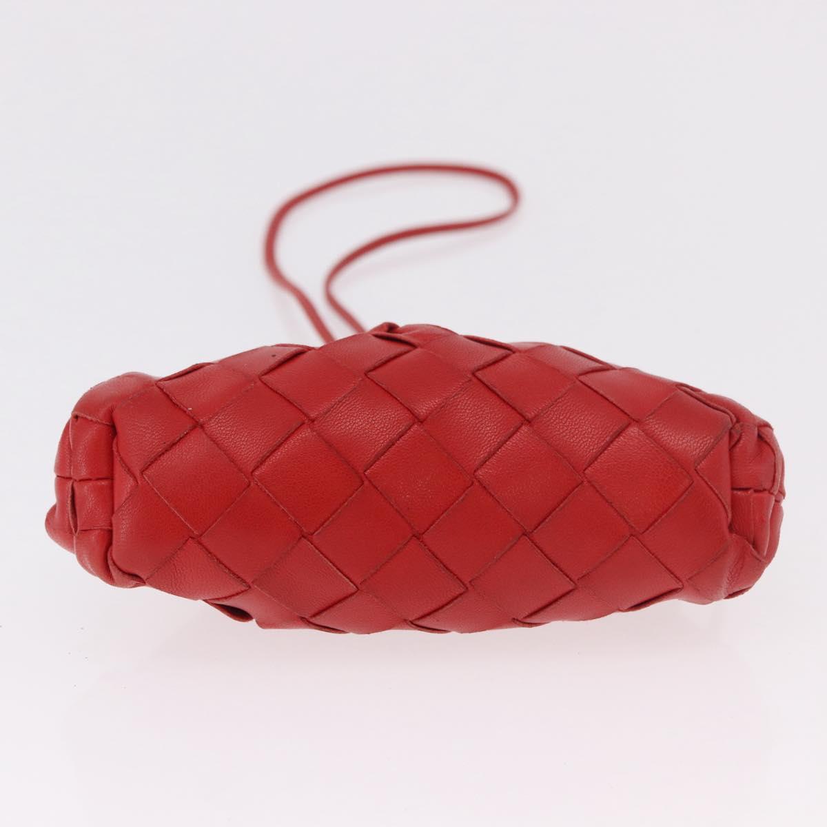 BOTTEGA VENETA INTRECCIATO Shoulder Bag Leather Red Auth 141432