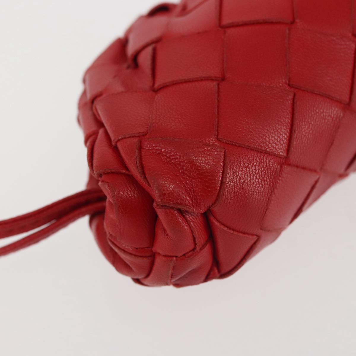 BOTTEGA VENETA INTRECCIATO Shoulder Bag Leather Red Auth 141432