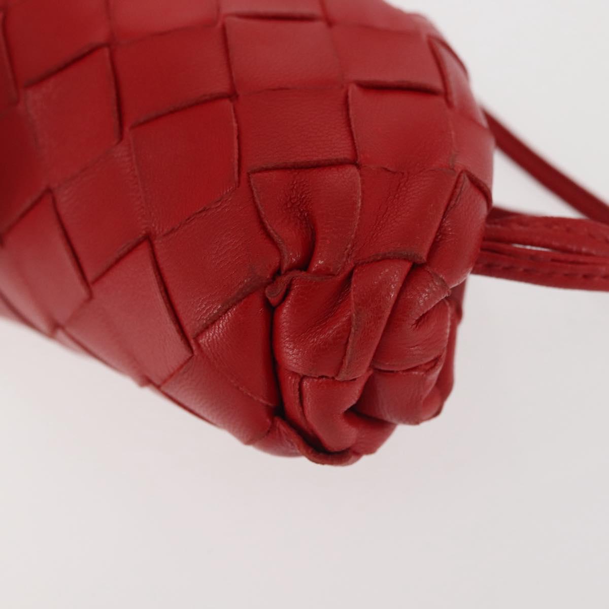 BOTTEGA VENETA INTRECCIATO Shoulder Bag Leather Red Auth 141432