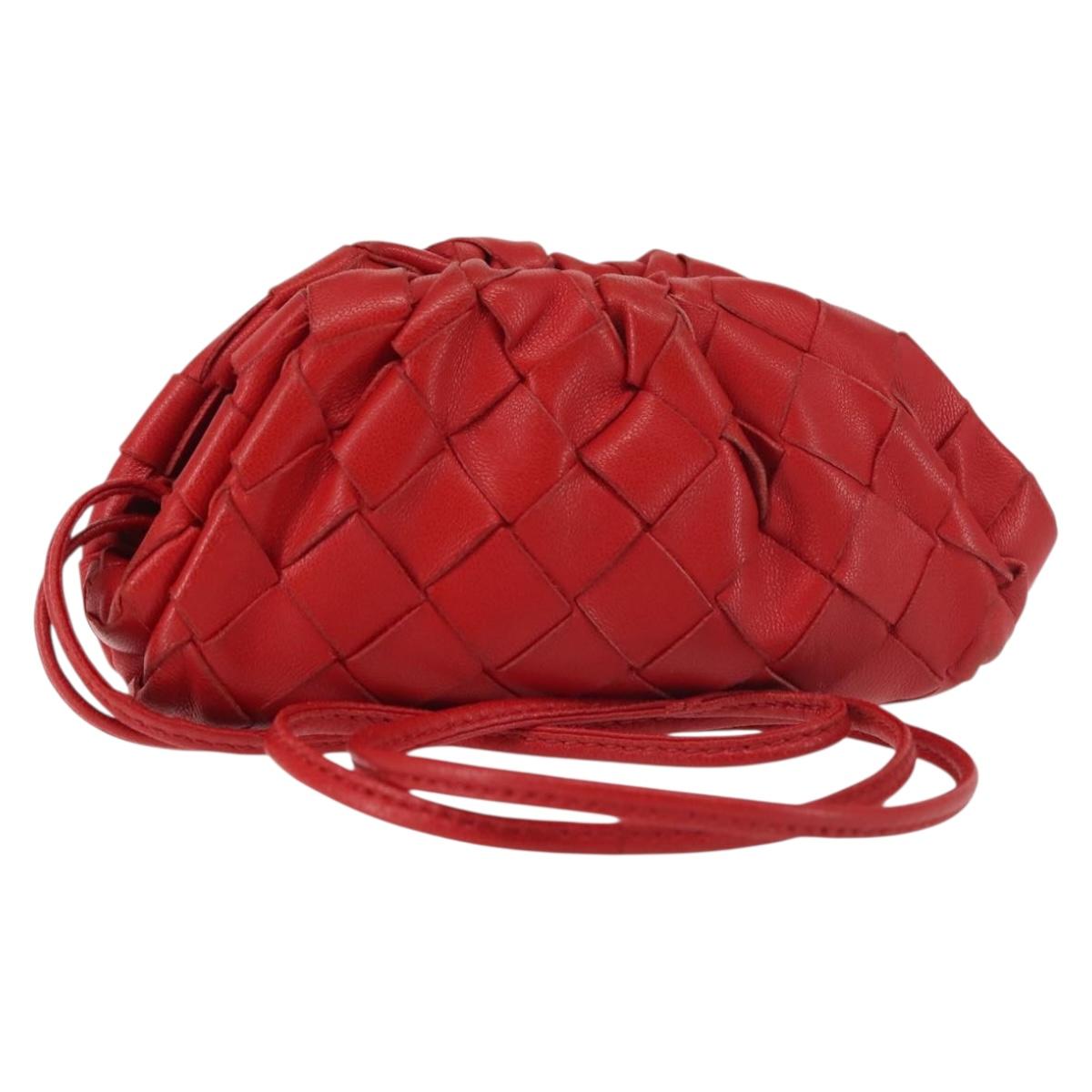 BOTTEGA VENETA INTRECCIATO Shoulder Bag Leather Red Auth 141432