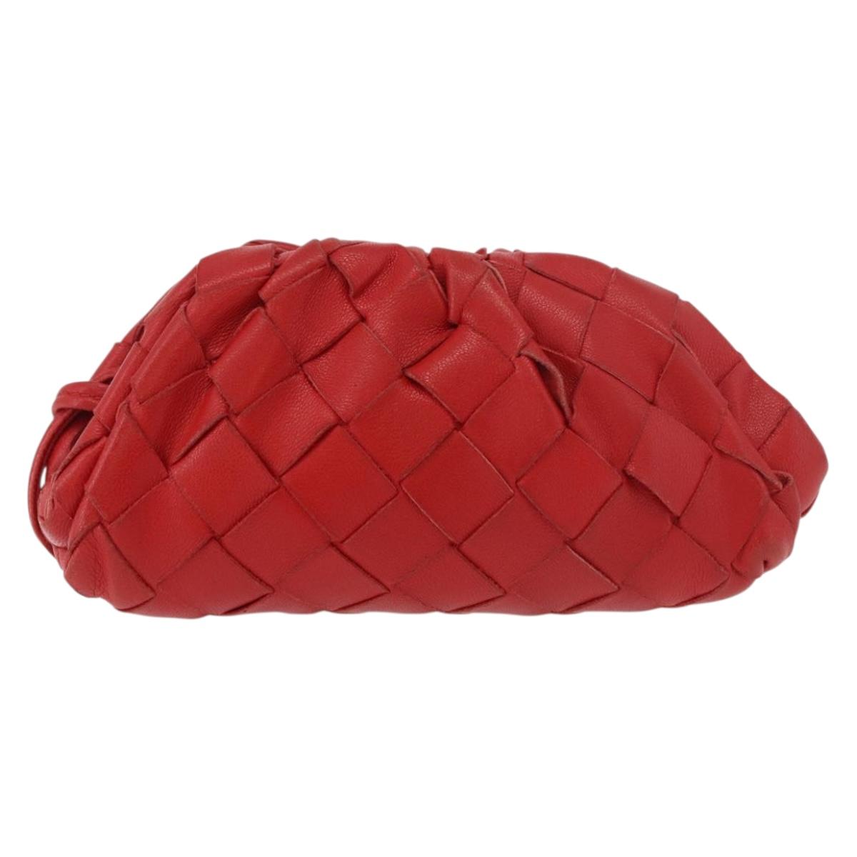 BOTTEGA VENETA INTRECCIATO Shoulder Bag Leather Red Auth 141432