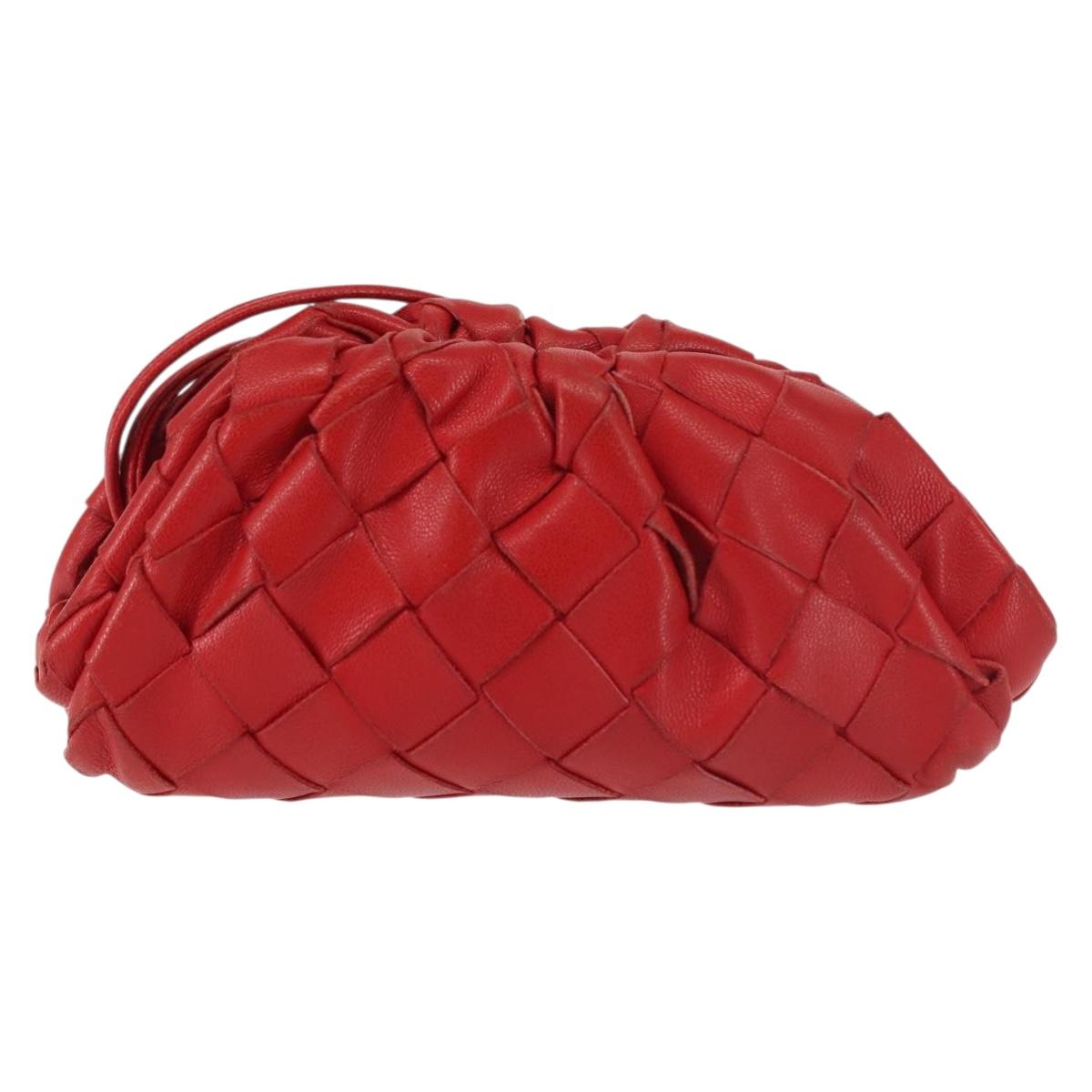 BOTTEGA VENETA INTRECCIATO Shoulder Bag Leather Red Auth 141432