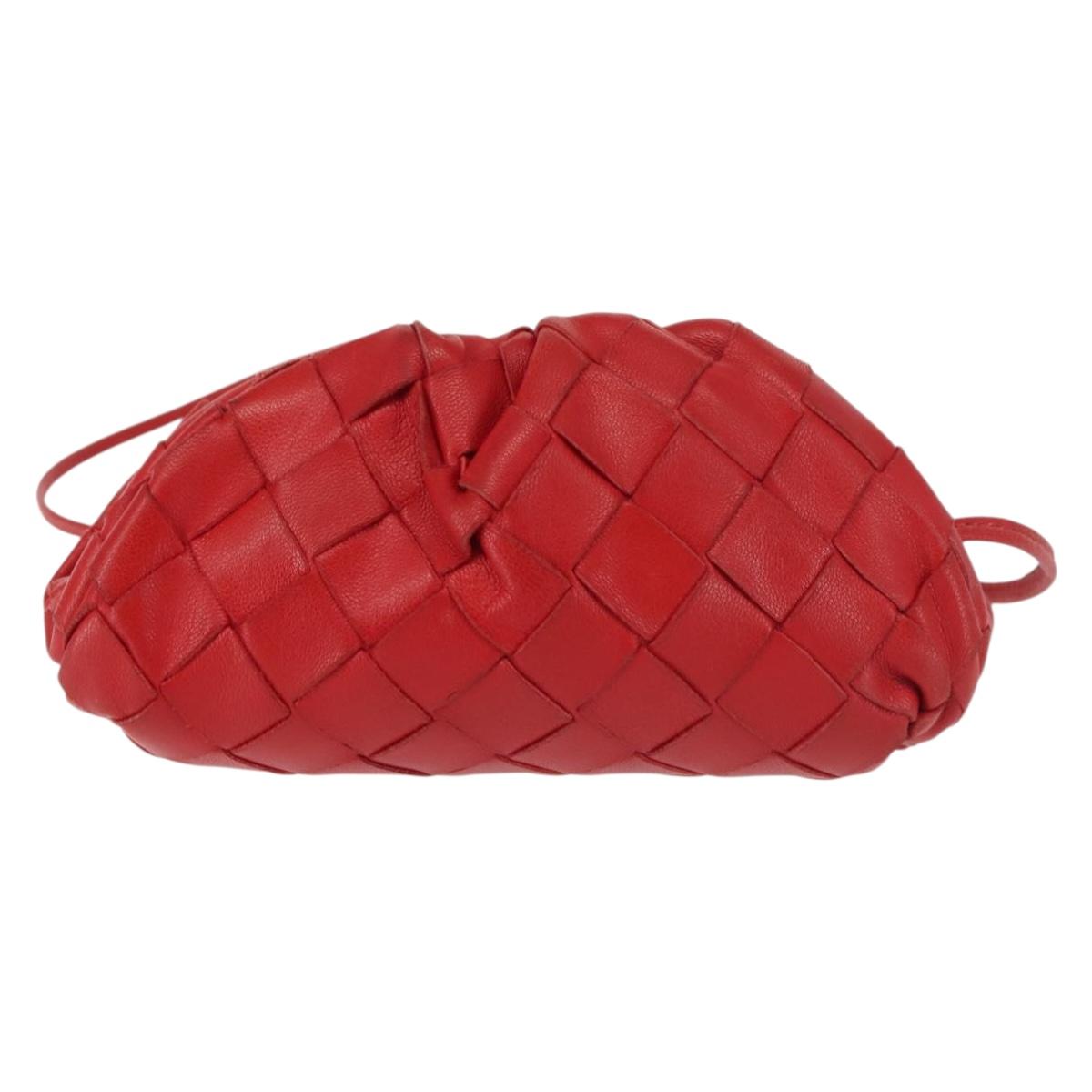 BOTTEGA VENETA INTRECCIATO Shoulder Bag Leather Red Auth 141432
